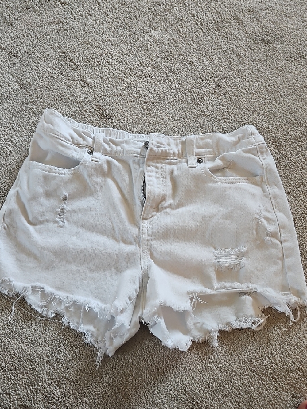 Women’s Aerie Distressed White Denim Shorts